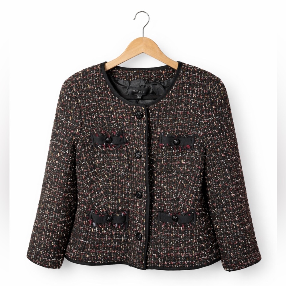 Talbots Multicolor Tweed Blazer Jacket Size 12 Classic Career Chic Textured